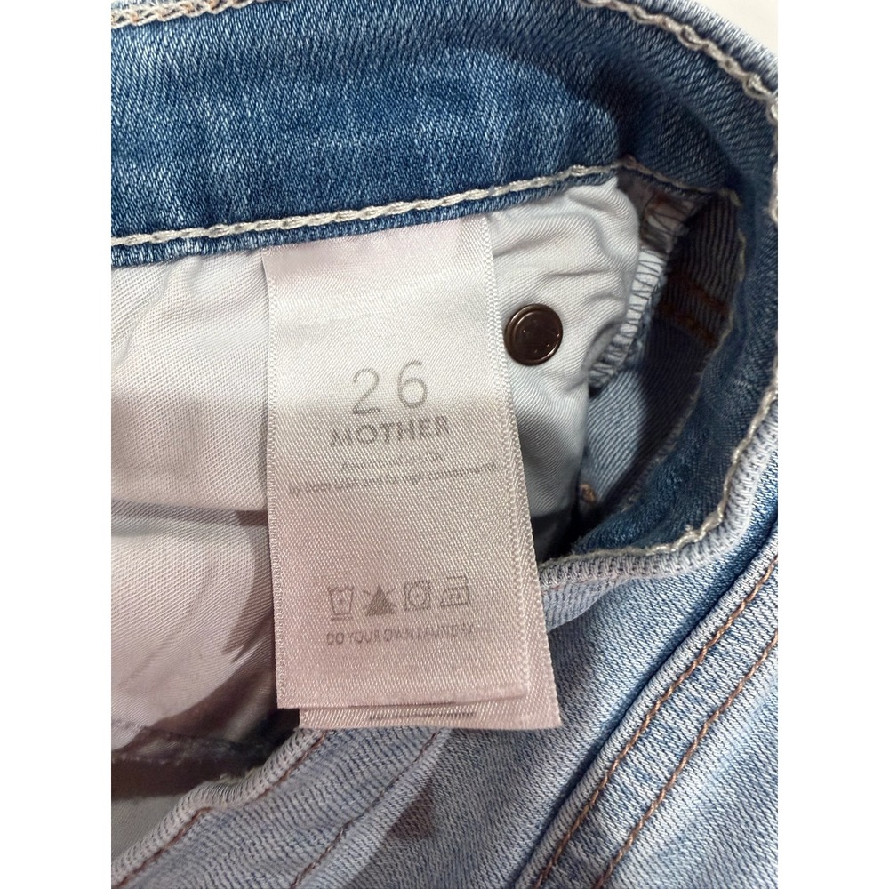 Mother Snap Down Mini Flare Jeans High Spirits Light Wash Denim Size 26 View 6